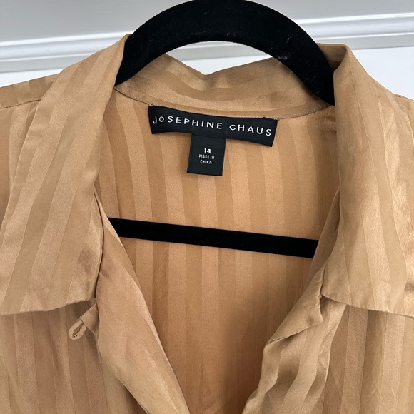 Josephine Chaus Gold Silk Button Up - Picture 2 of 3